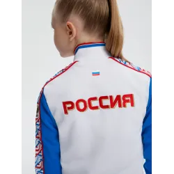 Спортивный парадный костюм Россия для гимнастики для девочек и женщин, белый и голубой Forward by Viner